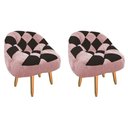 Ver imagem 1 de Kit 02 Poltrona Paloma Escritório Sala Pé Palito Suede Rosa Bebê e Suede Marrom - Dominic Decor