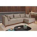 Ver imagem 1 de Sofá Malta Chaise Living 4 Lugares Império Pés Madeira Linho 201