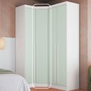Ver imagem 2 de Guarda Roupa de Canto Oblíquo Modulado 1 Porta Branco e Pistache Line Infinity