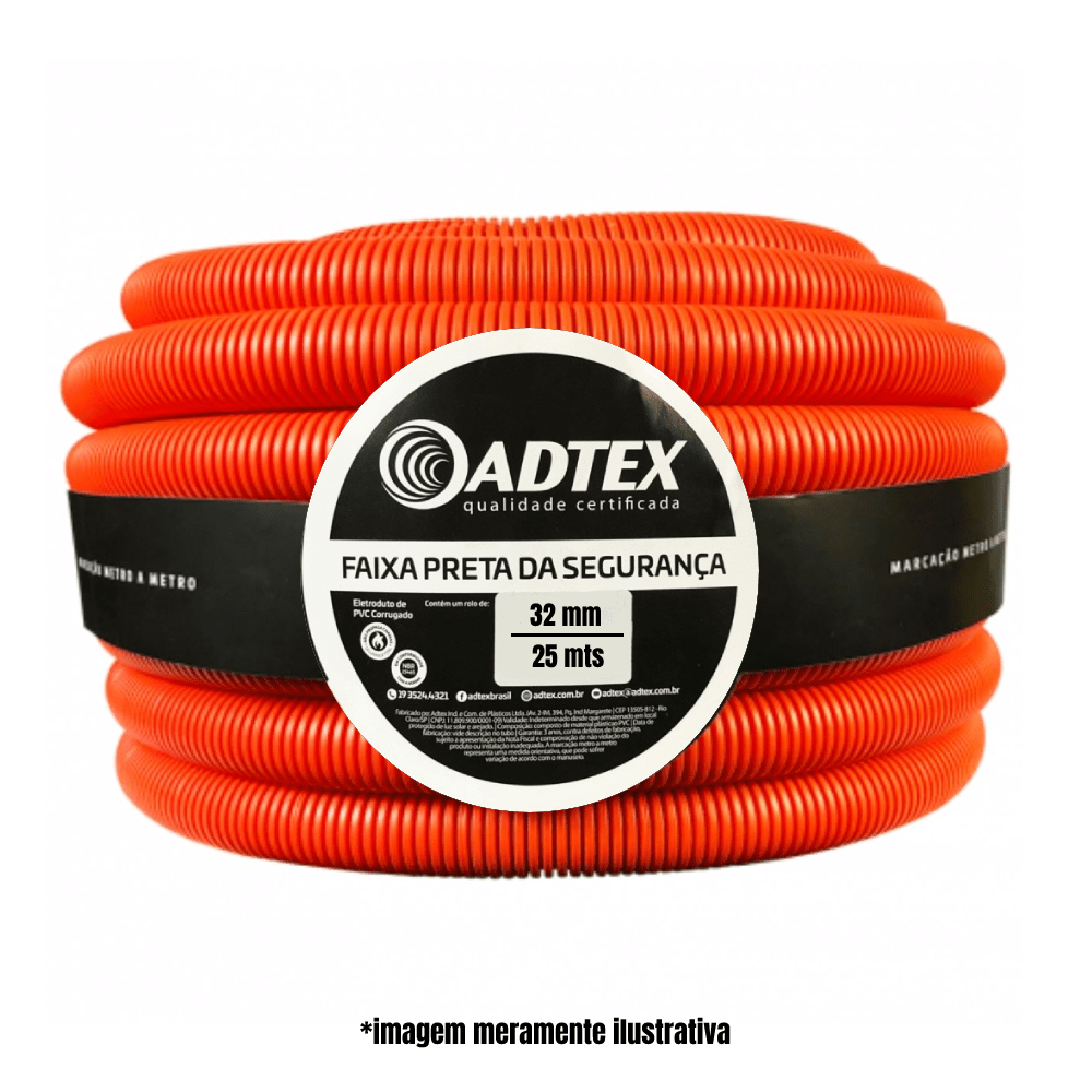 Conduite Corrugado 32mm Laranja Rolo 25M - ADTEX (032983) - 1