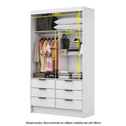 Guarda Roupa Casal Modulado Sevilha 4 e 2 Portas 8 Gavetas Premium Carioca Móveis - 6