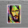 Quadro Estilo Pintura Rosto Jesus 45x34cm - com vidro:Madeira preta - 1