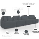 Ver imagem 4 de Sofá 5 Lugares para Sala de Estar Living 388cm Arlo F04 Bouclê Grafite - Lyam Decor