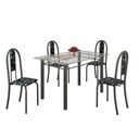 Ver imagem 2 de Conjunto de Mesa 120x75cm Tampo de Vidro com 4 Cadeiras Iris a Cinza/Preto Floral/Martelado Prata