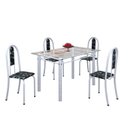 Ver imagem 2 de Conjunto de Mesa 120x75cm Tampo de Vidro com 4 Cadeiras Iris a Branco/Preto Floral/Martelado Pérola