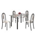 Ver imagem 2 de Conjunto de Mesa 120x75cm Tampo de Vidro com 4 Cadeiras Iris a Cinza/Arabesco/Martelado Prata