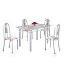 Ver imagem 2 de Conjunto de Mesa 120x75cm Tampo de Vidro com 4 Cadeiras Iris a Branco/Arabesco/Martelado Pérola