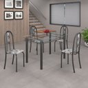 Ver imagem 1 de Conjunto de Mesa 120x75cm Tampo de Vidro com 4 Cadeiras Iris A 