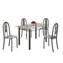 Ver imagem 2 de Conjunto de Mesa 120x75cm Tampo de Vidro com 4 Cadeiras Iris a Cinza/Paraopeba/Martelado Prata
