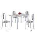 Ver imagem 2 de Conjunto de Mesa 120x75cm Tampo de Vidro com 4 Cadeiras Iris a Branco/Paraopeba/Martelado Pérola