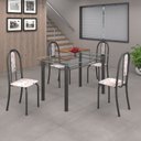 Ver imagem 1 de Conjunto de Mesa 120x75cm Tampo de Vidro com 4 Cadeiras Iris A 