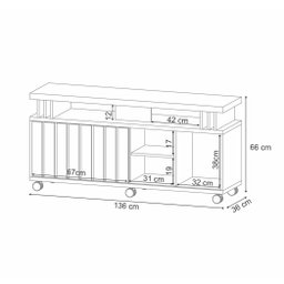 Rack Bancada P/ Tv Briz 130cm Hb Móveis - Off White/castanho - 2