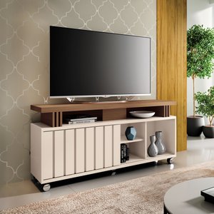 Rack Bancada P/ Tv Briz 130cm Hb Móveis - Off White/castanho