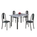 Ver imagem 2 de Conjunto de Mesa 120x75cm Tampo em Granito com 4 Cadeiras Iris a Cinza/Preto Floral/Martelado Prata