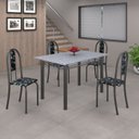Ver imagem 1 de Conjunto de Mesa 120x75cm Tampo em Granito com 4 Cadeiras Iris a Cinza/Preto Floral/Martelado Prata