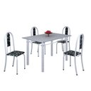Ver imagem 2 de Conjunto de Mesa 120x75cm Tampo em Granito com 4 Cadeiras Iris a Branco/Preto Floral/Martelado Pérola