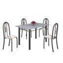 Ver imagem 2 de Conjunto de Mesa 120x75cm Tampo em Granito com 4 Cadeiras Iris a Cinza/Arabesco/Martelado Prata