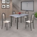 Ver imagem 1 de Conjunto de Mesa 120x75cm Tampo em Granito com 4 Cadeiras Iris a Cinza/Arabesco/Martelado Prata