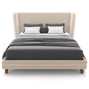 Ver imagem 3 de Cabeceira King Nilo 195cm com Cama Pés Madeira Suném P05 Veludo Bege - Lyam Decor