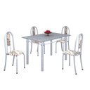 Ver imagem 2 de Conjunto de Mesa 120x75cm Tampo em Granito com 4 Cadeiras Iris a Branco/Arabesco/Martelado Pérola
