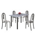 Ver imagem 2 de Conjunto de Mesa 120x75cm Tampo em Granito com 4 Cadeiras Iris a Cinza/Paraopeba/Martelado Prata