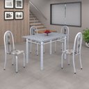 Ver imagem 1 de Conjunto de Mesa 120x75cm Tampo em Granito com 4 Cadeiras Iris a Branco/Paraopeba/Martelado Pérola