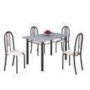 Ver imagem 2 de Conjunto de Mesa 120x75cm Tampo em Granito com 4 Cadeiras Iris a Cinza/Botanic Bege/Martelado Prata