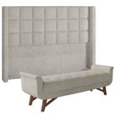 Ver imagem 1 de Kit Cabeceira Cama Box Paris 140cm com Puff Recamier Itália P05 Bouclê Creme