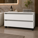 Ver imagem 1 de Balcão Gaveteiro Multiuso para Banheiro 80cm 2 Gavetas 4 Rodízios Branco - Tecno Mobili