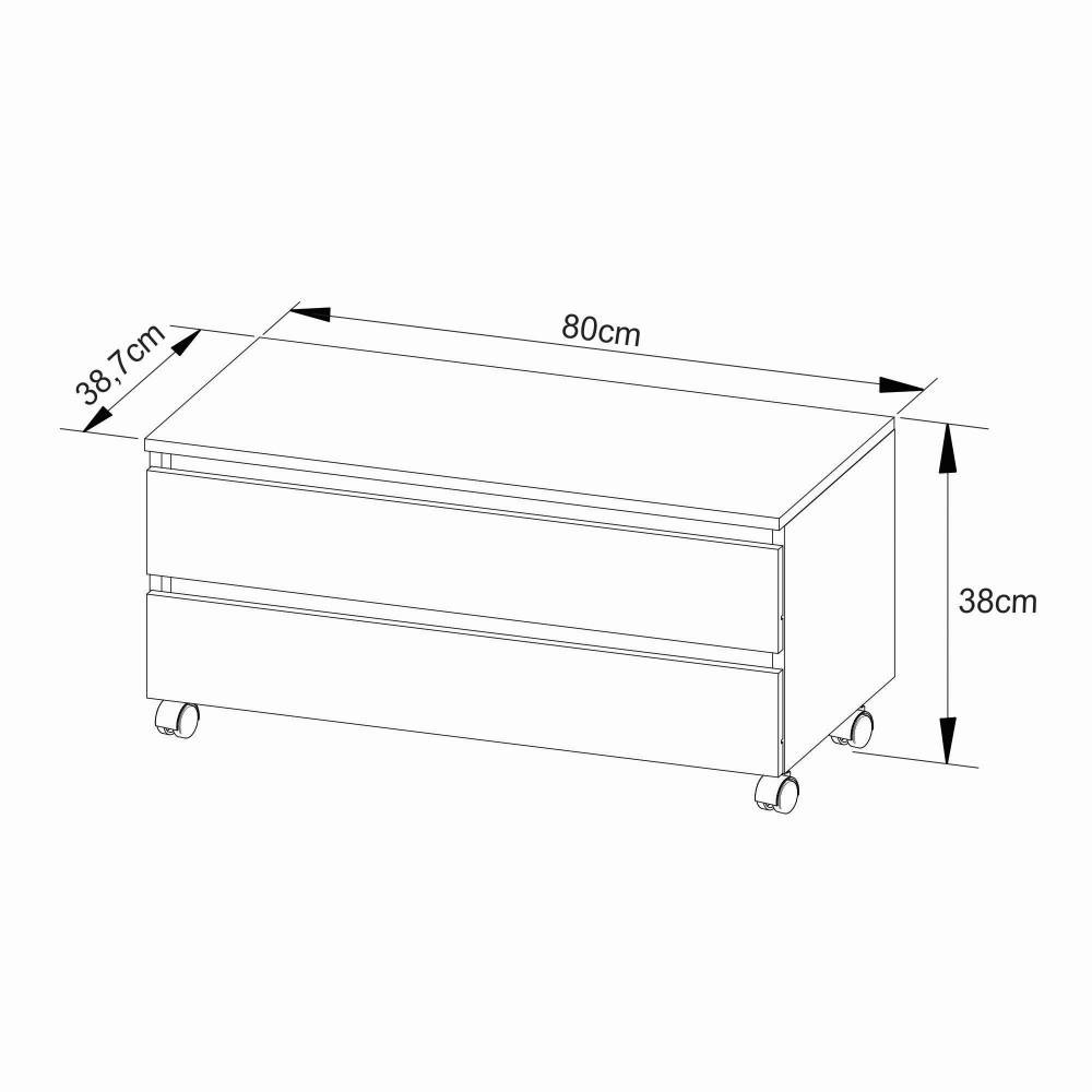 Balcão Gabinete Gaveteiro Multiuso 80 cm 2 Gavetas 4 Rodízios Para Banheiro Branco - 4