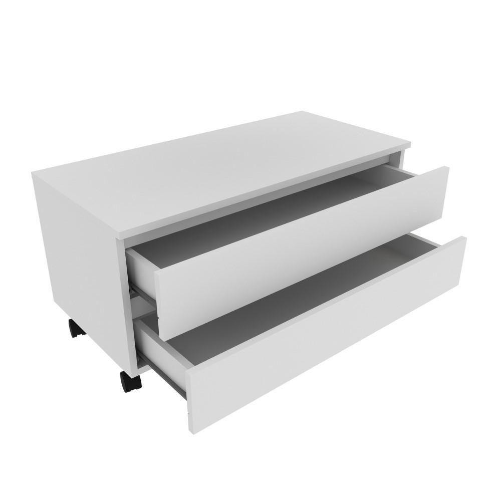 Balcão Gabinete Gaveteiro Multiuso 80 cm 2 Gavetas 4 Rodízios Para Banheiro Branco - 3