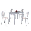Ver imagem 2 de Conjunto de Mesa 120x75cm Tampo em Granito com 4 Cadeiras Iris a Branco/Botanic Bege/Martelado Pérola
