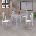 Ver imagem 1 de Conjunto de Mesa 120x75cm Tampo em Granito com 4 Cadeiras Iris a Branco/Botanic Bege/Martelado Pérola