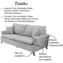 Ver imagem 3 de Sofa 3 Lugares 200 cm Eron Linho Cinza Vazzano