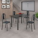 Ver imagem 1 de Conjunto de Mesa 120x75cm Tampo em Ardósia com 4 Cadeiras Iris a Cinza/Preto Floral/Martelado Prata/Indiano