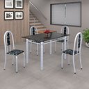 Ver imagem 1 de Conjunto de Mesa 120x75cm Tampo em Ardósia com 4 Cadeiras Iris a Branco/Preto Floral/Martelado Pérola/Indiano