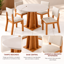 Ver imagem 4 de Conjunto Sala Jantar 4 Lugares Mesa Redonda MDF 25mm 4 Cadeiras Estofadas Veludo Toquio Casa Giulia