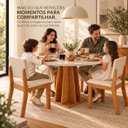Ver imagem 6 de Conjunto Sala Jantar 4 Lugares Mesa Redonda MDF 25mm 4 Cadeiras Estofadas Veludo Toquio Casa Giulia