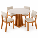 Ver imagem 2 de Conjunto Sala Jantar 4 Lugares Mesa Redonda MDF 25mm 4 Cadeiras Estofadas Veludo Toquio Casa Giulia
