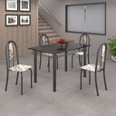 Ver imagem 1 de Conjunto de Mesa 120x75cm Tampo em Ardósia com 4 Cadeiras Iris a Cinza/Arabesco/Martelado Prata