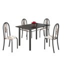 Ver imagem 2 de Conjunto de Mesa 120x75cm Tampo em Ardósia com 4 Cadeiras Iris a Cinza/Arabesco/Martelado Prata