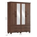 Ver imagem 3 de Guarda Roupa Madeira Maciça Bipartido 4 Portas com Espelhos:Cafe