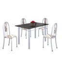 Ver imagem 2 de Conjunto de Mesa 120x75cm Tampo em Ardósia com 4 Cadeiras Iris a Branco/Arabesco/Martelado Pérola