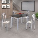 Ver imagem 1 de Conjunto de Mesa 120x75cm Tampo em Ardósia com 4 Cadeiras Iris a Branco/Arabesco/Martelado Pérola