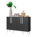 Ver imagem 7 de Aparador Buffet 4 Portas Retrô Viena Multimóveis V3606 Preto/Branco