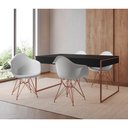 Ver imagem 1 de Mesa Jantar Industrial Filadélfia Preta 137x90cm com 4 Poltronas Eames Eiffel Brancas Base Cobre