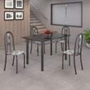 Ver imagem 1 de Conjunto de Mesa 120x75cm Tampo em Ardósia com 4 Cadeiras Iris a Cinza/Paraopeba/Martelado Prata