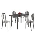 Ver imagem 2 de Conjunto de Mesa 120x75cm Tampo em Ardósia com 4 Cadeiras Iris a Cinza/Paraopeba/Martelado Prata