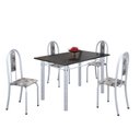 Ver imagem 2 de Conjunto de Mesa 120x75cm Tampo em Ardósia com 4 Cadeiras Iris a Branco/Paraopeba/Martelado Pérola