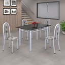 Ver imagem 1 de Conjunto de Mesa 120x75cm Tampo em Ardósia com 4 Cadeiras Iris a Branco/Paraopeba/Martelado Pérola